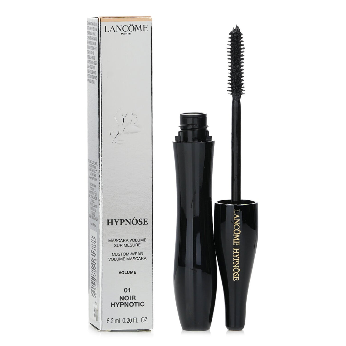 Lancôme Hypnose mascara in #01 Noir Hypnotic, 6.2ml tube, enhancing lashes with volume and nourishing ingredients for stunning eyes.