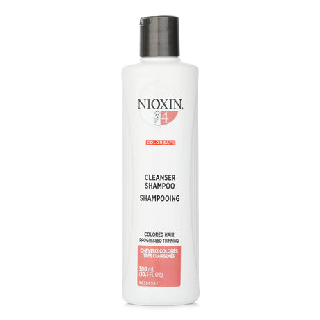 Nioxin Derma Purifying System 4 Cleanser Shampoo for colored hair, designed to strengthen and revitalize thinning hair.