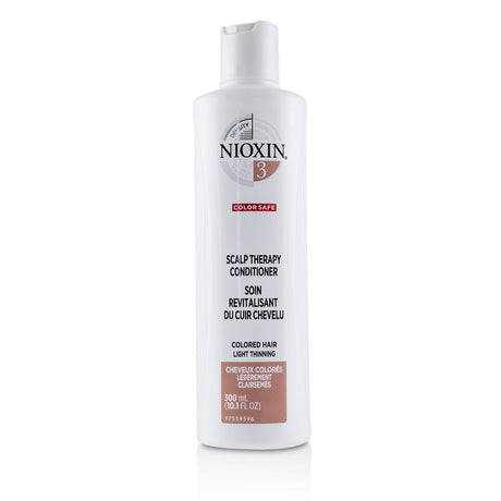 Nioxin Density System 3 Conditioner for colored hair, enhancing color protection and strength against light thinning.