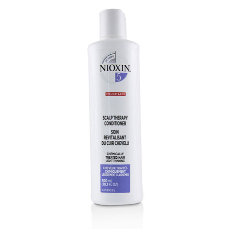 Nioxin Density System 5 Conditioner for chemically treated hair, enhances moisture, strength, and color protection.