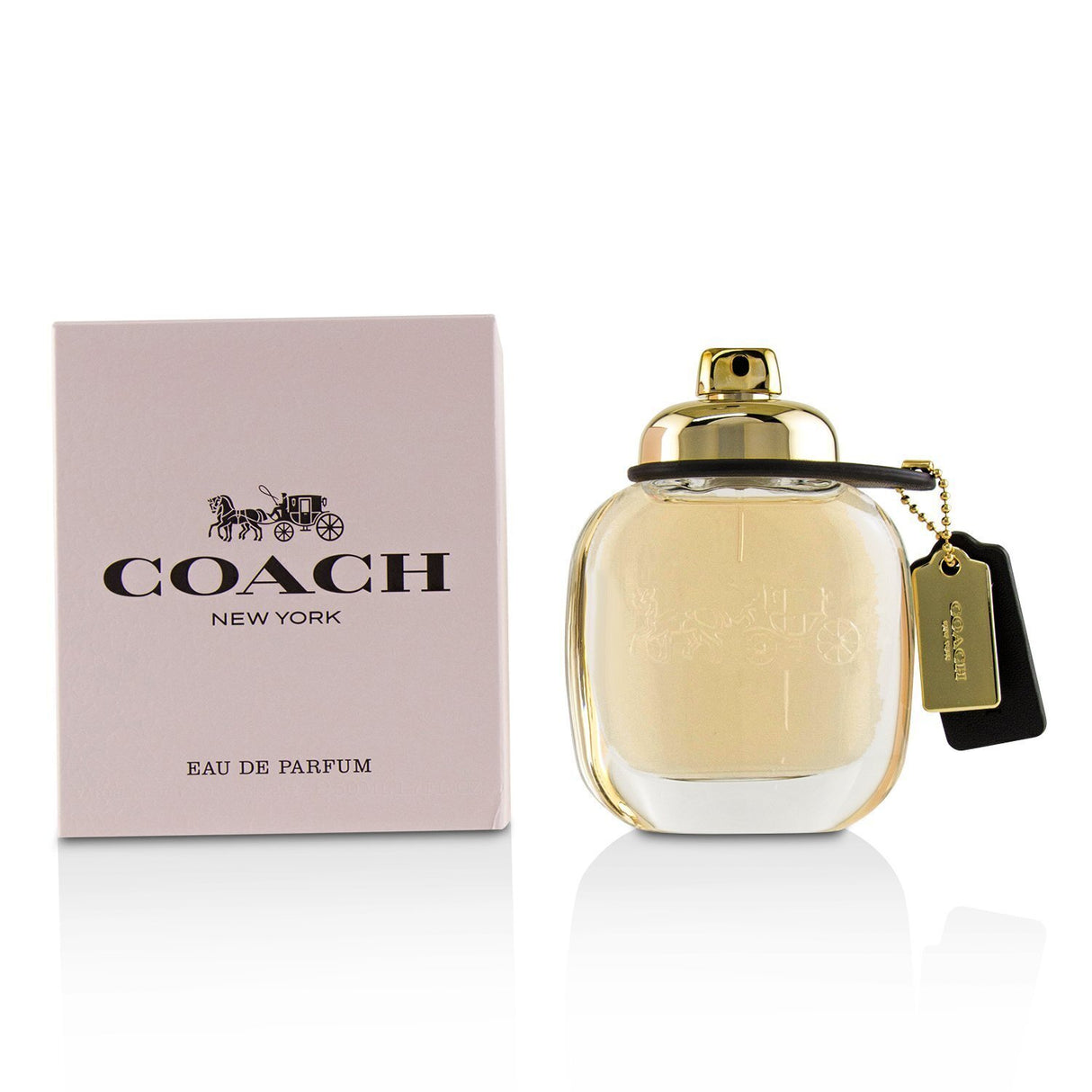 Floral Coach Eau De Parfum Spray 50ml captures New York's chic vibe with notes of raspberry, roses, suede, and sandalwood.