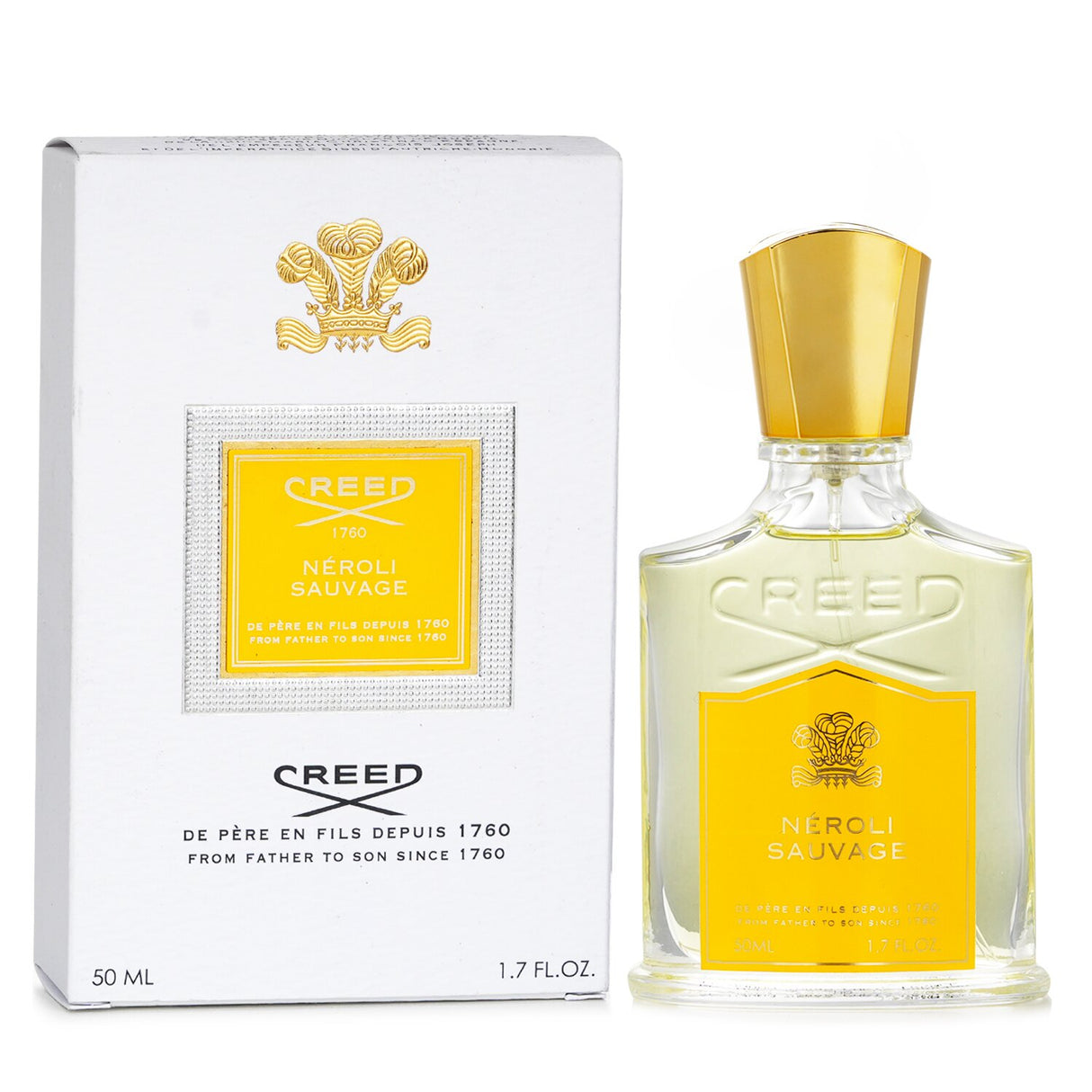 Alt text: "Creed Neroli Sauvage 50ml fragrance spray featuring citrus notes of lemon, grapefruit, and orange blossom for unisex wear."