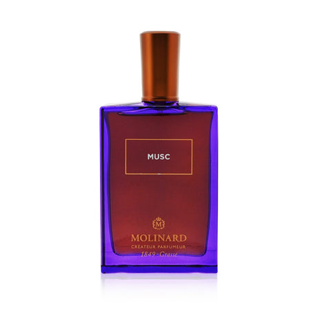 Molinard Musc Eau De Parfum Spray in a stylish 75ml bottle, featuring floral and woody notes for a captivating unisex scent.