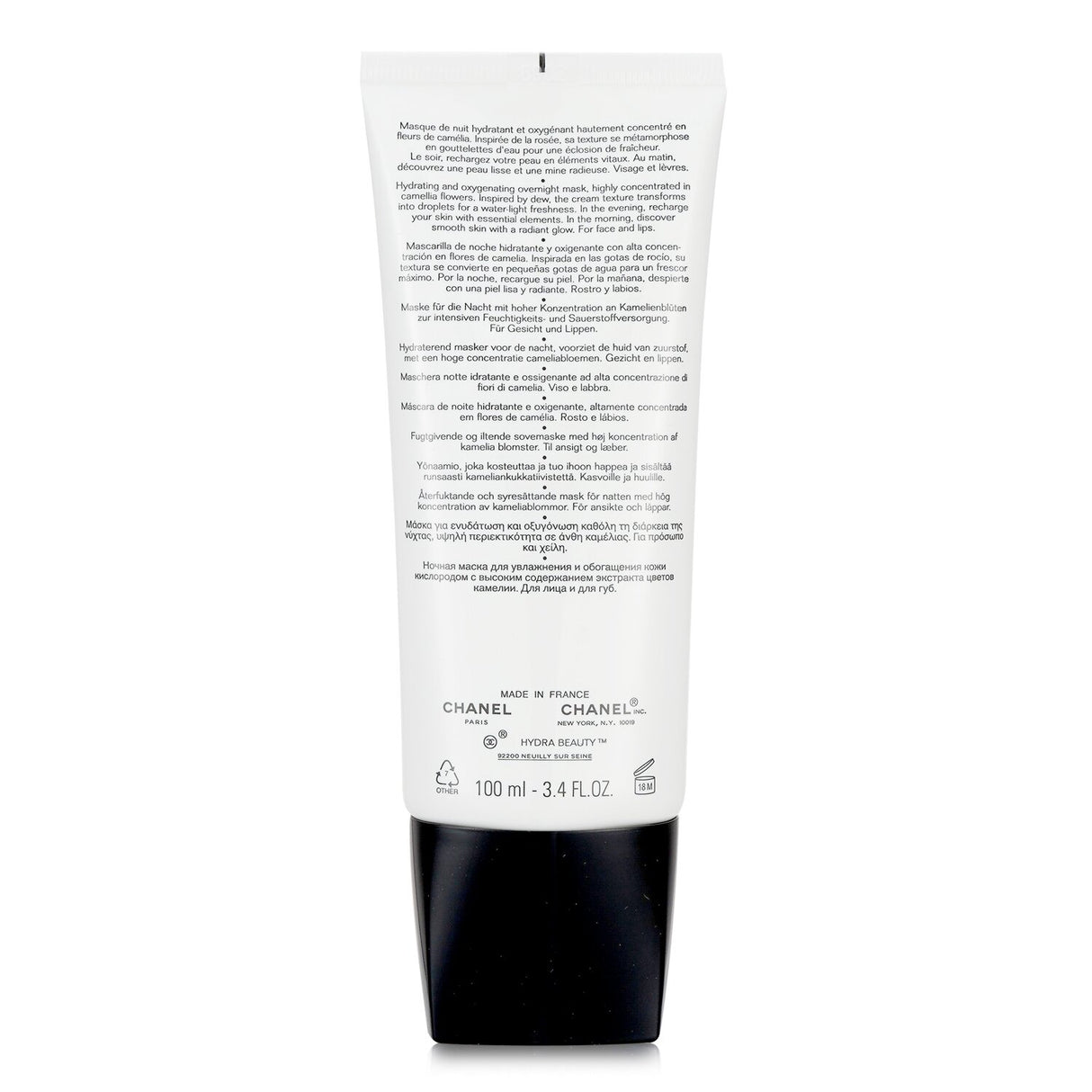 Chanel overnight mask for revitalizing skin with Camellia extract, offering hydration and a smooth, glowing complexion.