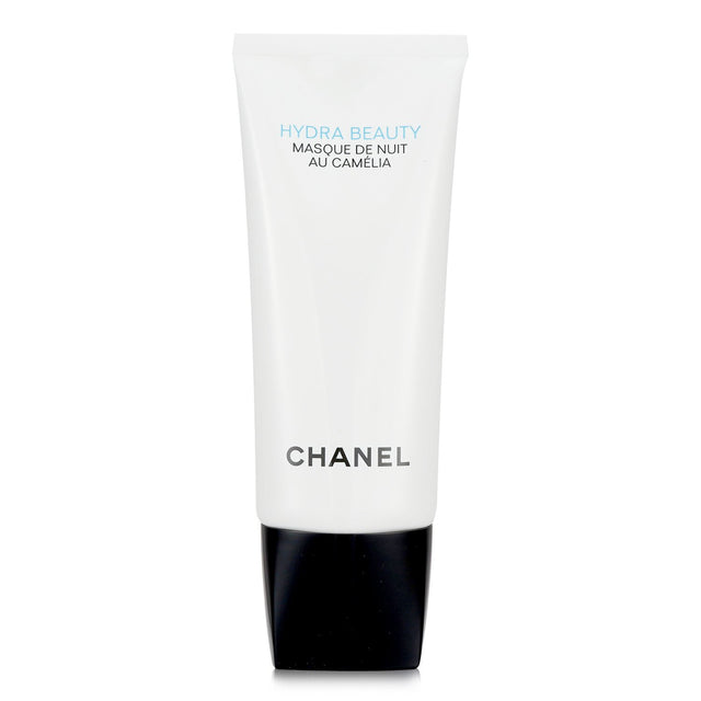 Chanel Hydra Beauty overnight mask, enriched with Camellia extract for hydrated, revitalized, and glowing skin.