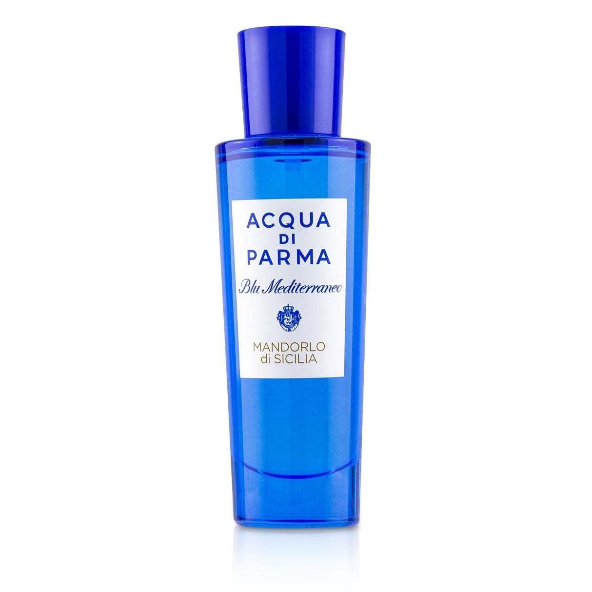 Luxurious Acqua Di Parma Blu Mediterraneo Eau De Toilette with Sicilian almond, fresh floral notes, and warm cedarwood base.