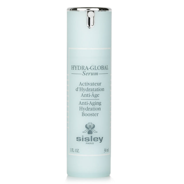 Sisley Hydra-Global Serum in 30ml bottle, an anti-aging hydration booster for a youthful glow and improved skin texture.
