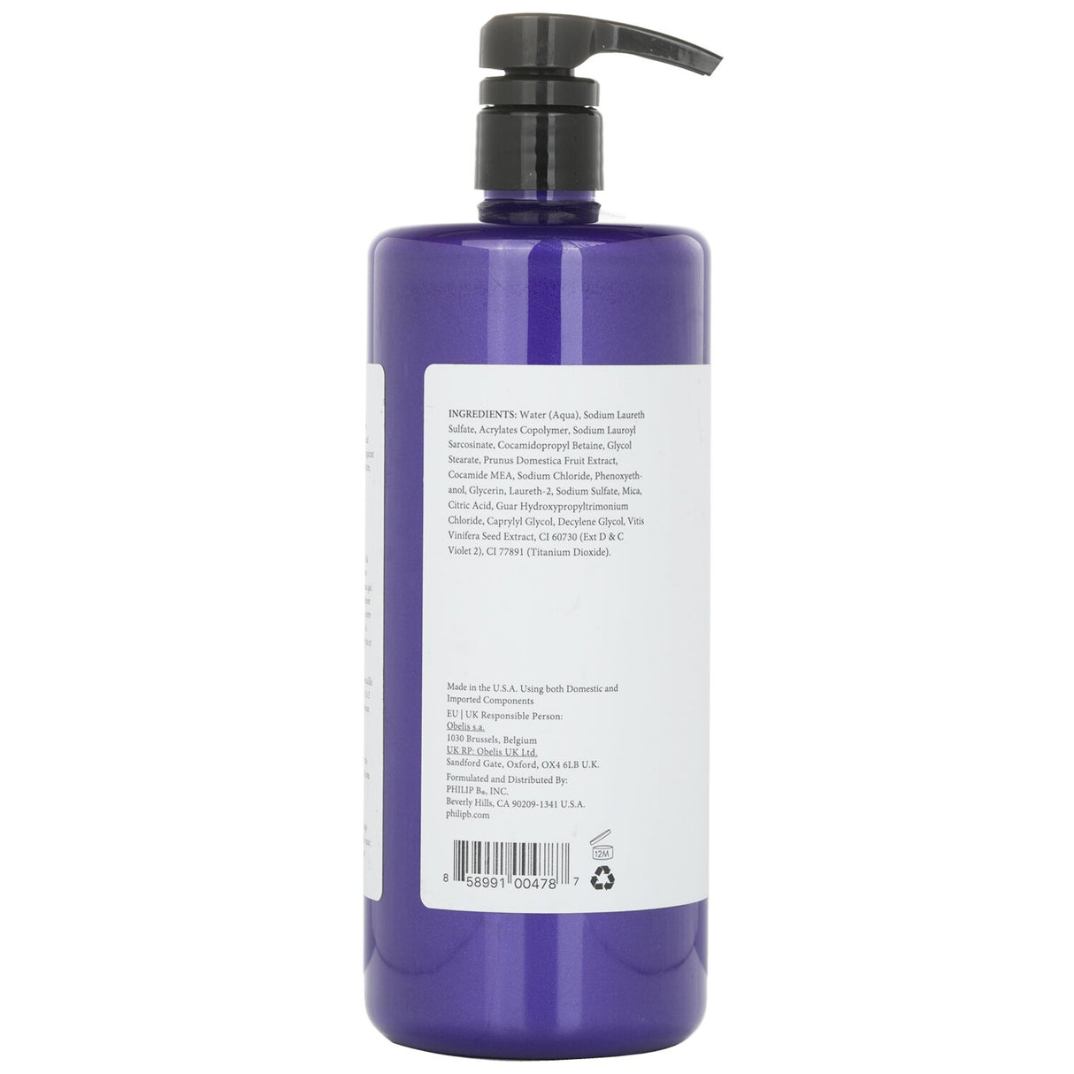 Philip B Icelandic Blonde Shampoo bottle with a luxurious design for tone-correcting and brightening blonde, gray, and silver hair.