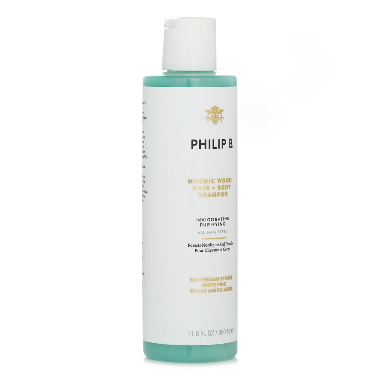 Philip B Nordic Wood Shampoo: Invigorating cleanser with Nordic botanicals for hair and body, free from parabens.