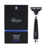 Baxter Of California Three Blades Cartridge Razor with skin-guarded blades and gel strip for a smooth, comfortable shave.