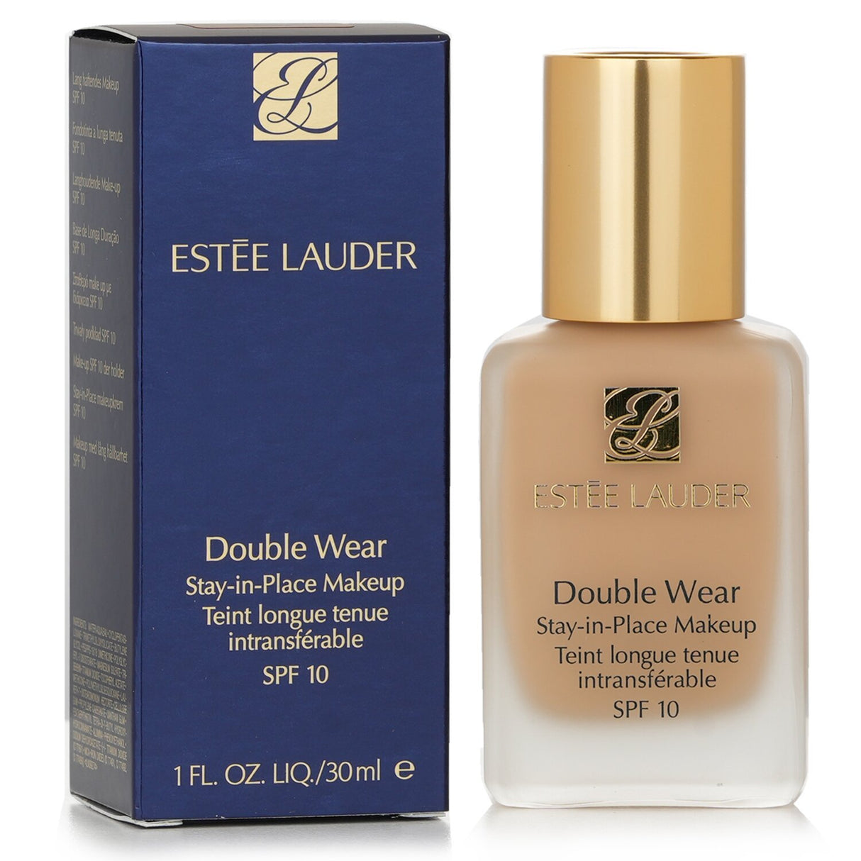 Estee Lauder Double Wear foundation in Buff (2N2) provides medium coverage with a semi-matte finish for a flawless, natural look.