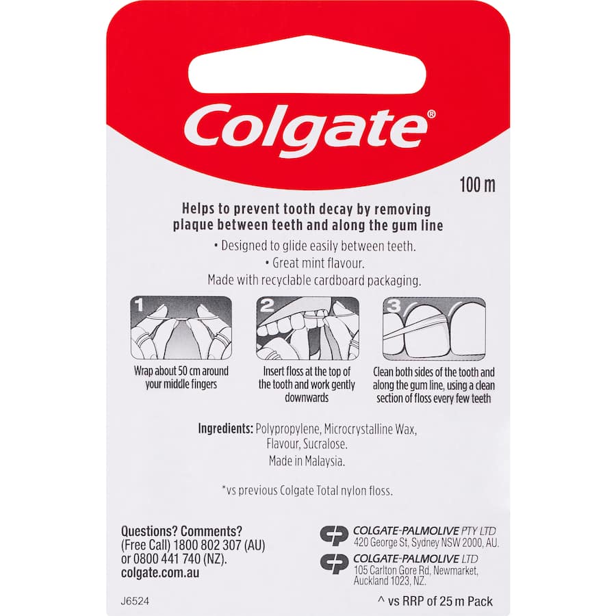 Colgate Dental Floss Mint Waxed 100m