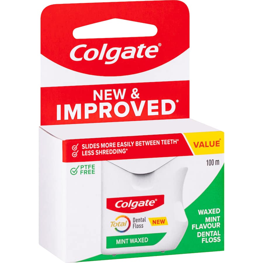 Colgate Dental Floss Mint Waxed 100m - Improved Plaque Removal – SmartfoxNZ