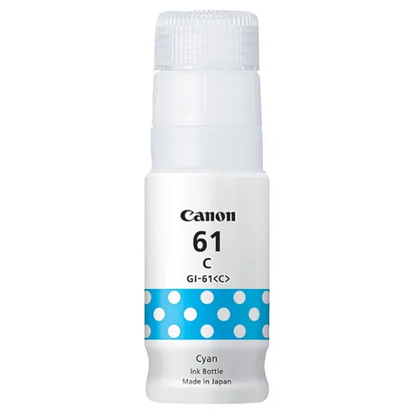 Cyan ink bottle for Canon PIXMA MegaTank, yields up to 7,700 pages with quick-drying and smudge-resistant formula.