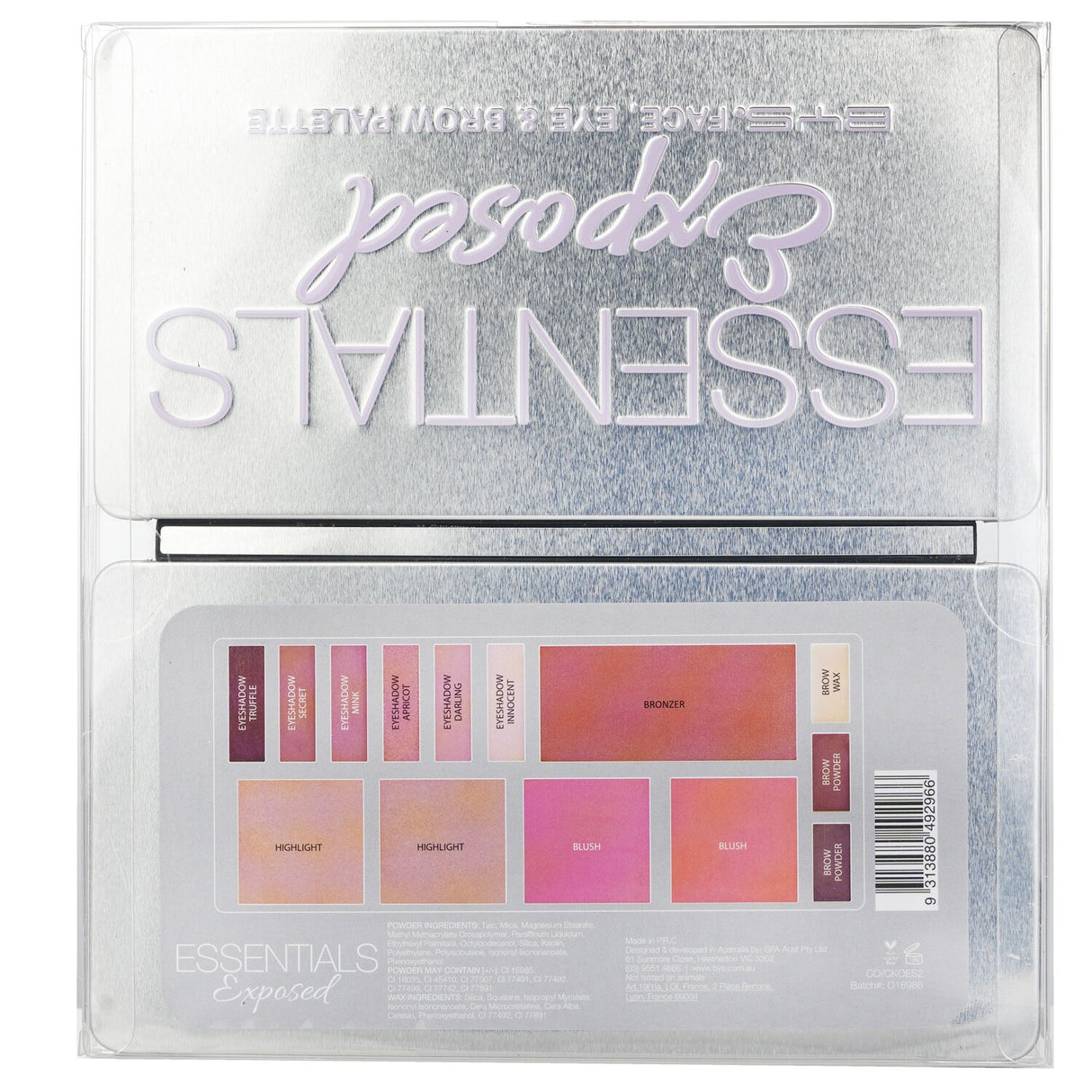 Versatile BYS Essentials Exposed Palette with brow powders, bronzer, blushes, highlighters, and eyeshadows for flawless looks.