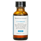 High potency antioxidant serum with Vitamin C, E, and Ferulic Acid for youthful, radiant skin; suitable for all skin types.