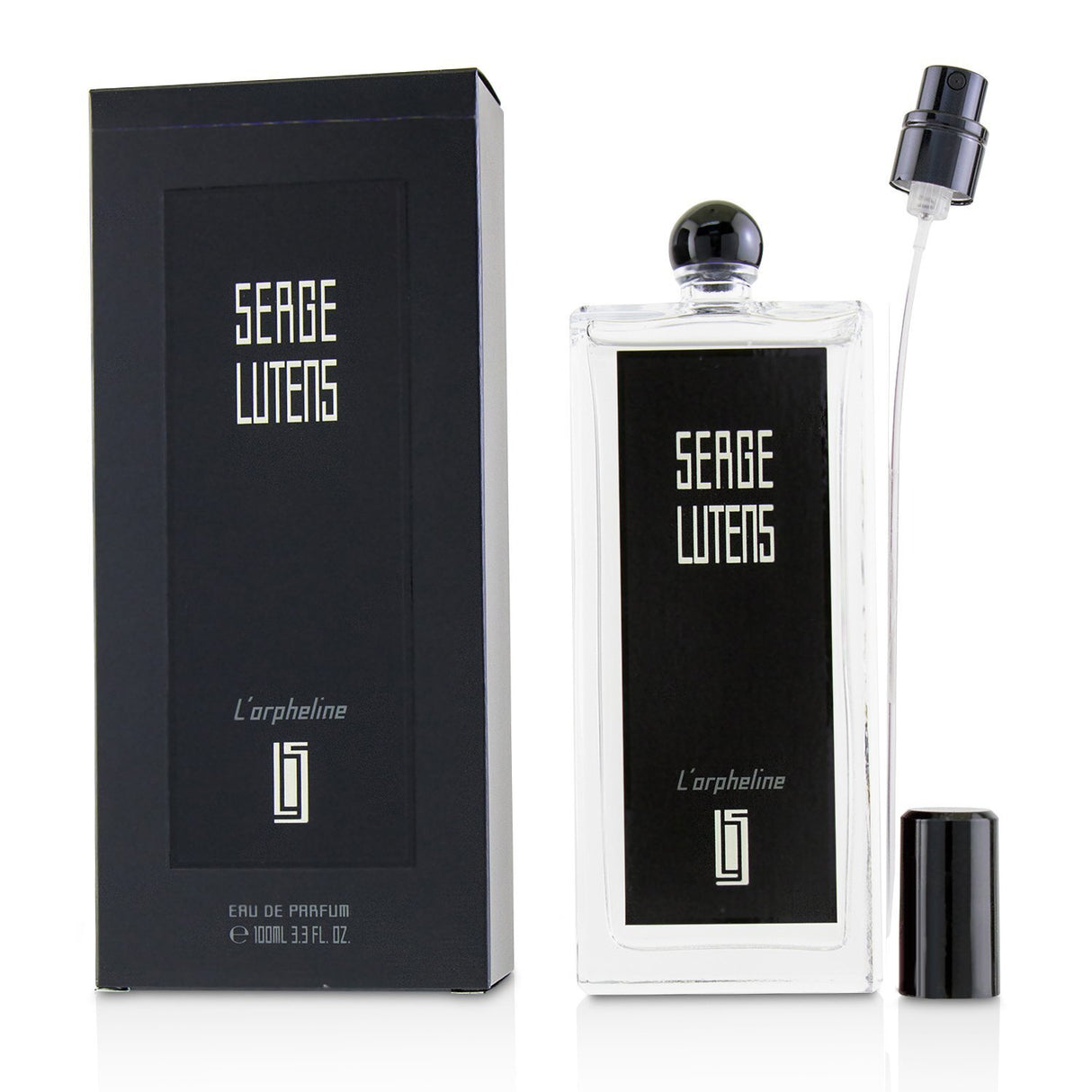 A 100ml bottle of Serge Lutens L'Orpheline Eau De Parfum featuring spicy, musky notes, perfect for fall and winter.