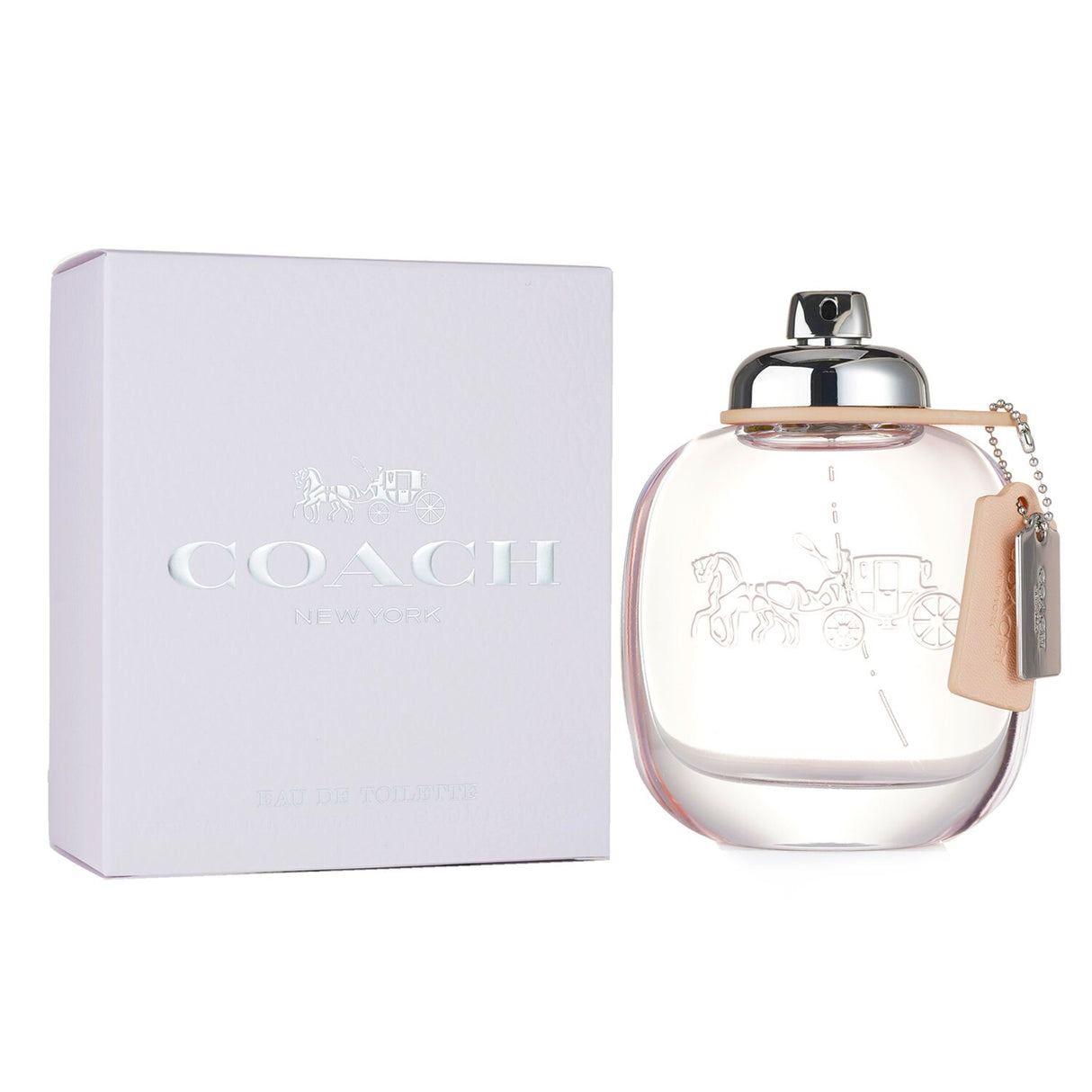 Coach Eau De Toilette Spray 90ml, a floral fruity fragrance for women, featuring notes of pear, rose, and musk, perfect for spring.