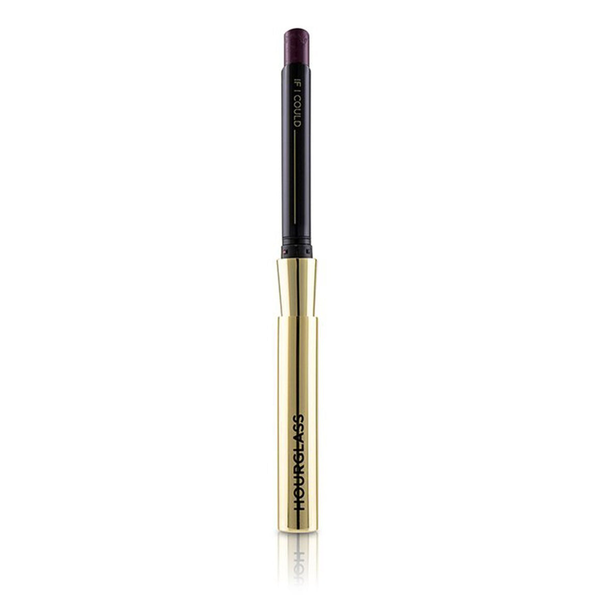 HourGlass Confession Ultra Slim Lipstick in #If I Could, a true plum shade with creamy finish in a chic gold applicator.