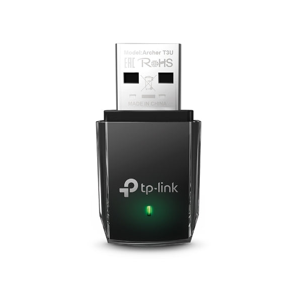 TP-Link Archer T3U AC1300 dual band USB adapter for high-speed Wi-Fi up to 867Mbps with compact design and USB 3.0 interface.