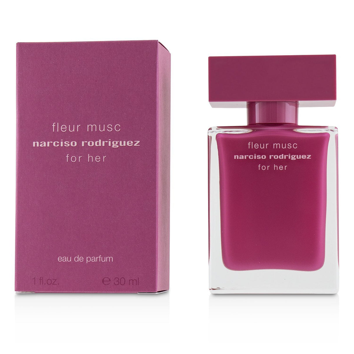 Narciso Rodriguez Fleur Musc Eau De Parfum 30ml, a floral woody fragrance with notes of pink pepper, rose, and patchouli.