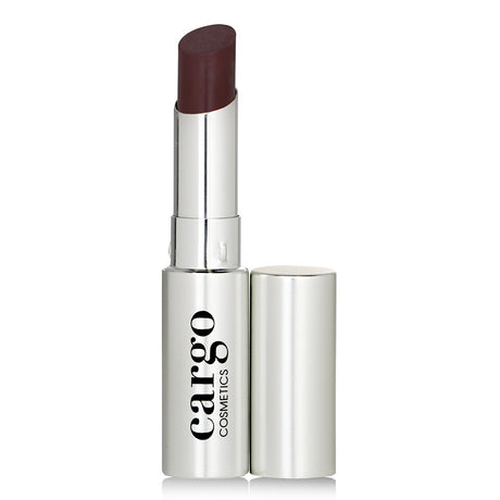 Cargo Essential Lip Color in #Bordeaux, a deep wine lipstick, offering hydration and high-impact color for vibrant, plump lips.