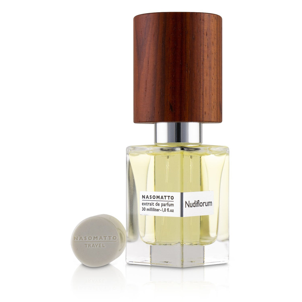 "30ml Nasomatto Nudiflorum Extrait Eau De Parfum, a warm, alluring scent with jasmine and leather, ideal for special occasions."