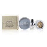 Stila Magnificent Metals Foil Eye Shadow in Gilded Gold with mini primer, featuring a sparkling cream-to-powder formula.