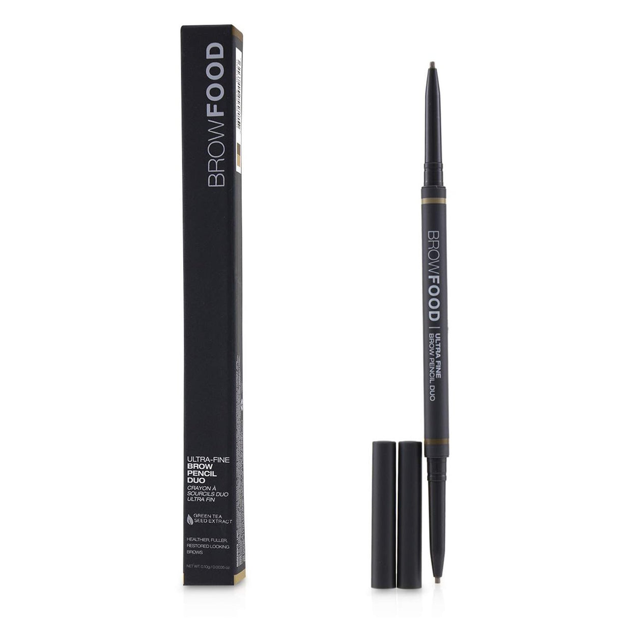 Ultra-fine dual-ended brow pencil in dark blonde with nourishing ingredients for precise, natural-looking brows.