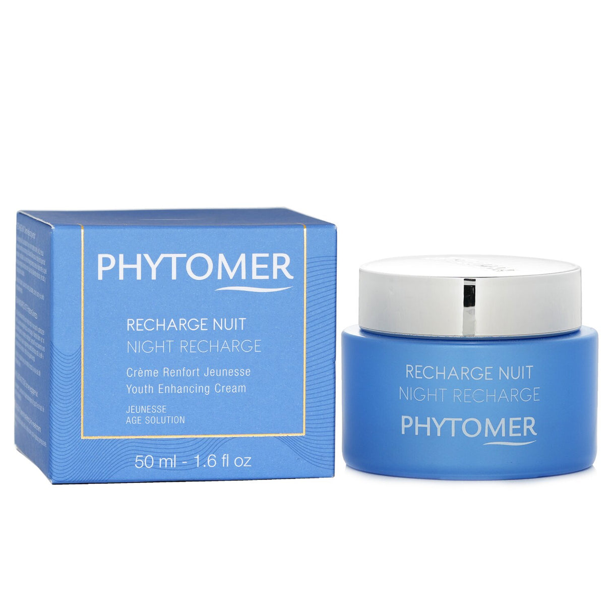 Phytomer Night Recharge Youth Enhancing Cream in a 50ml jar for revitalizing and anti-aging overnight skin care.