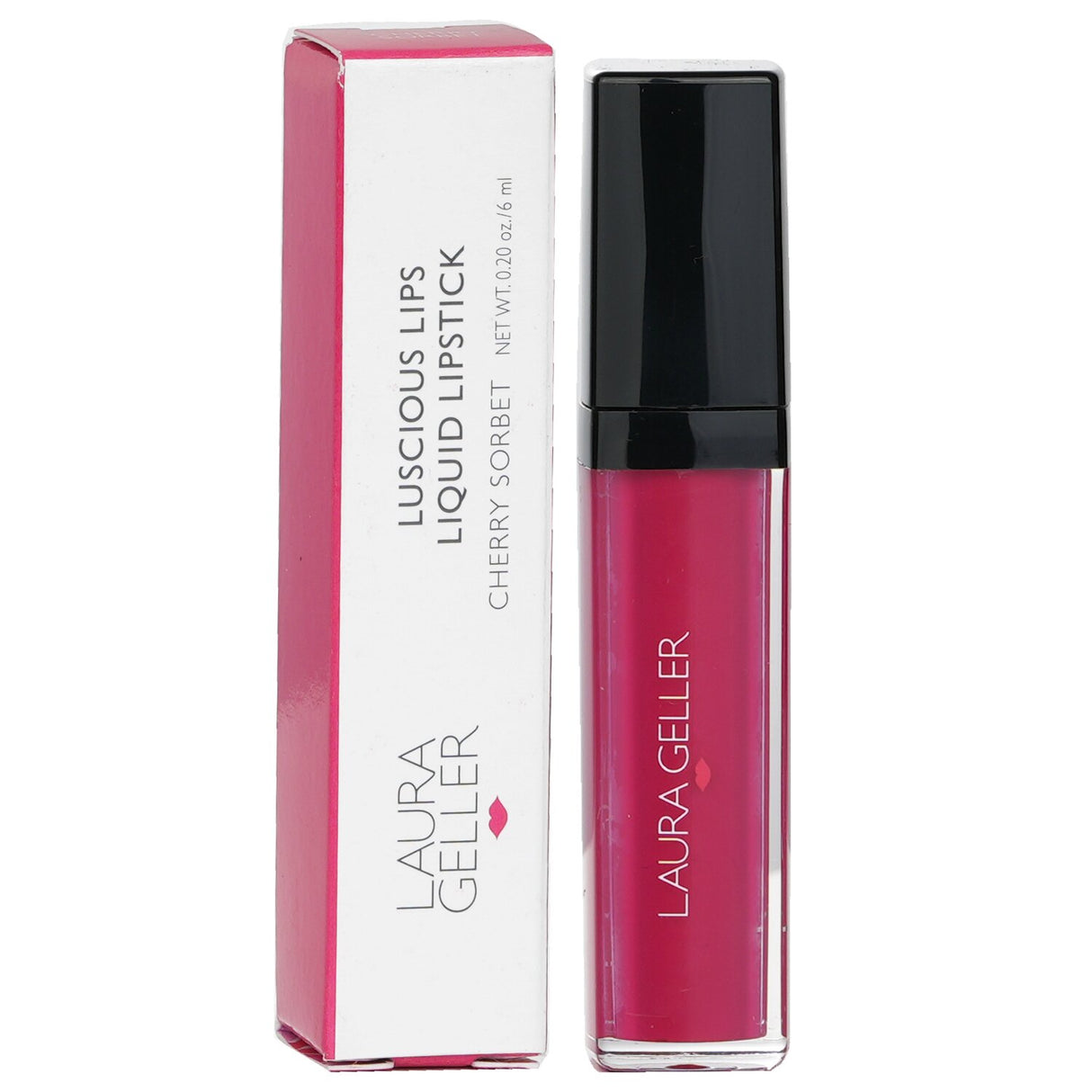 Laura Geller Luscious Lips Liquid Lipstick in Cherry Sorbet, a vibrant, hydrating gel lipstick with a semi-matte finish.