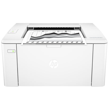 Compact HP LaserJet M110W Mono Laser Printer with wireless printing, fast 23 ppm speed, and 150-sheet paper capacity.