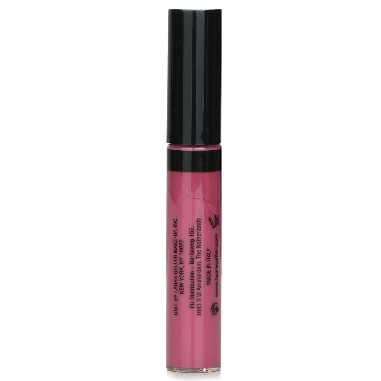 Laura Geller Color Drenched Lip Gloss in #Perked Up Pink, 9ml, offers vibrant color and high shine with a coffee aroma.