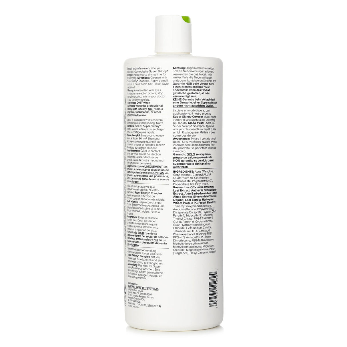 Paul Mitchell Super Skinny Conditioner in a 1000ml bottle, enhances softness, protects hair, and reduces styling time.