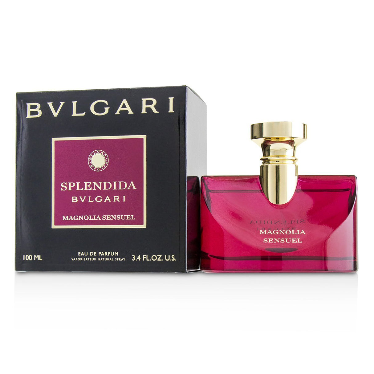 Bvlgari Splendida Magnolia Sensuel Eau De Parfum in a 100ml bottle, featuring citrus, magnolia, and vanilla notes for a luxurious scent.