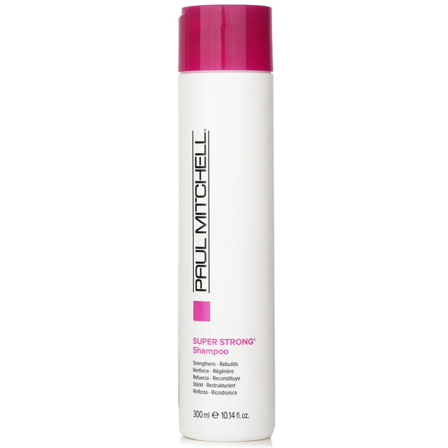 Paul Mitchell Super Strong Shampoo in 300ml, revitalizes and repairs damaged hair, promoting strength and shine.