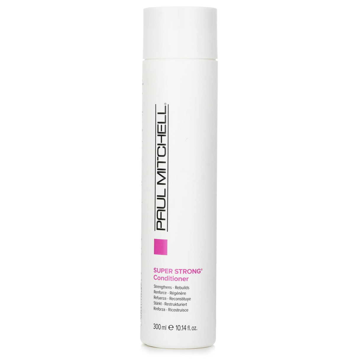 Paul Mitchell Super Strong Conditioner bottle, 300ml, designed to strengthen and rebuild damaged hair while providing UV protection.