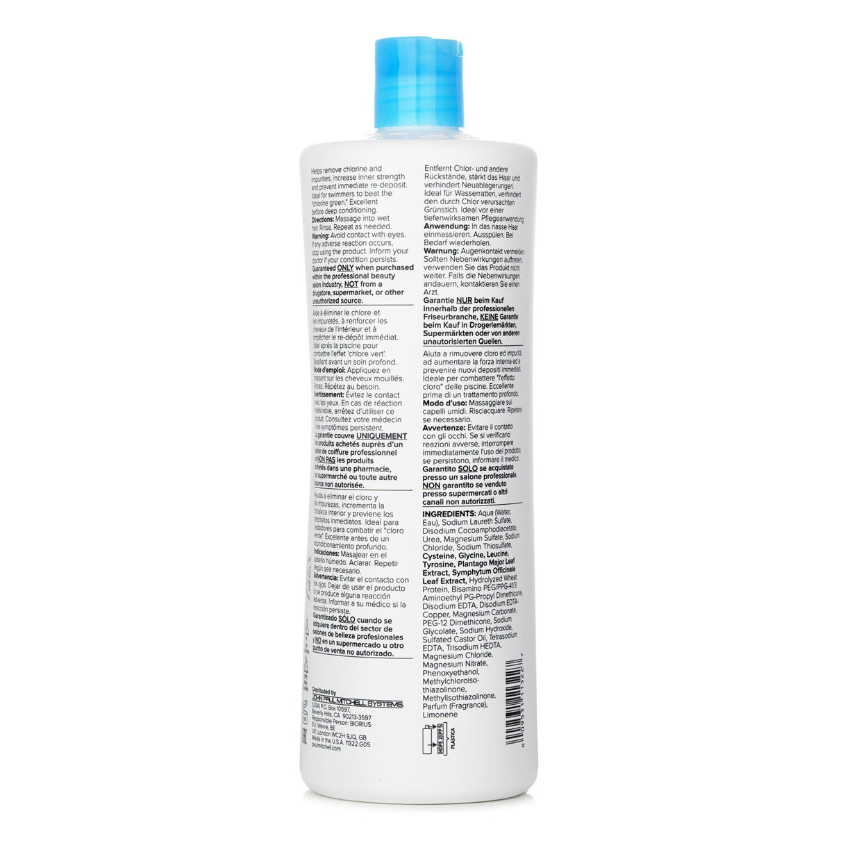 Paul Mitchell Shampoo Three in 1000ml, clarifies hair, removes chlorine, and rejuvenates with refreshing lemon extracts.