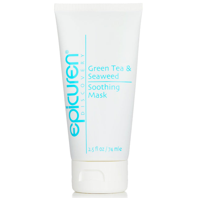 "Epicuren Green Tea & Seaweed Soothing Mask, 74ml, rejuvenates skin with antioxidants and calming aloe vera for a radiant complexion."