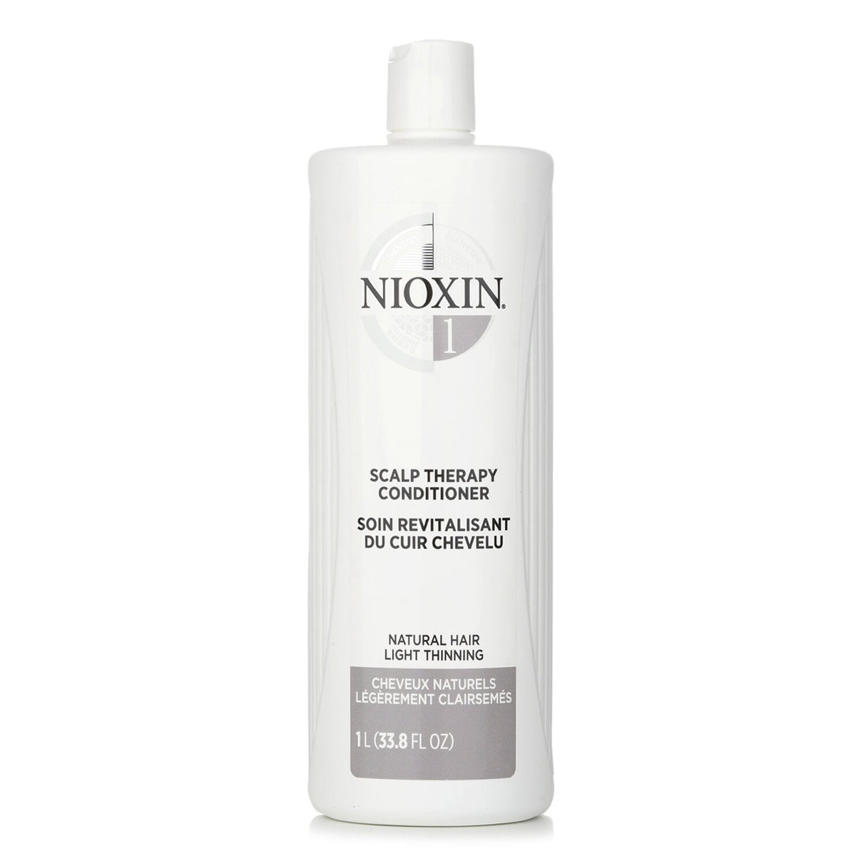 Nioxin Density System 1 Conditioner for natural, light thinning hair, enhancing strength and vibrancy for fuller, healthier locks.