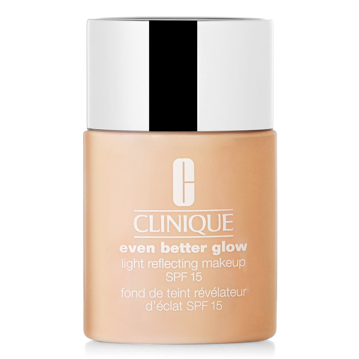 Clinique Even Better Glow Foundation SPF 15 in #CN 40 Cream Chamois, offering dewy coverage with Vitamin C and light-reflecting technology.