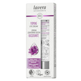 Lavera's 15ml firming eye cream with hyaluronic acid and bakuchiol reduces wrinkles, puffiness, and hydrates delicate eye skin.