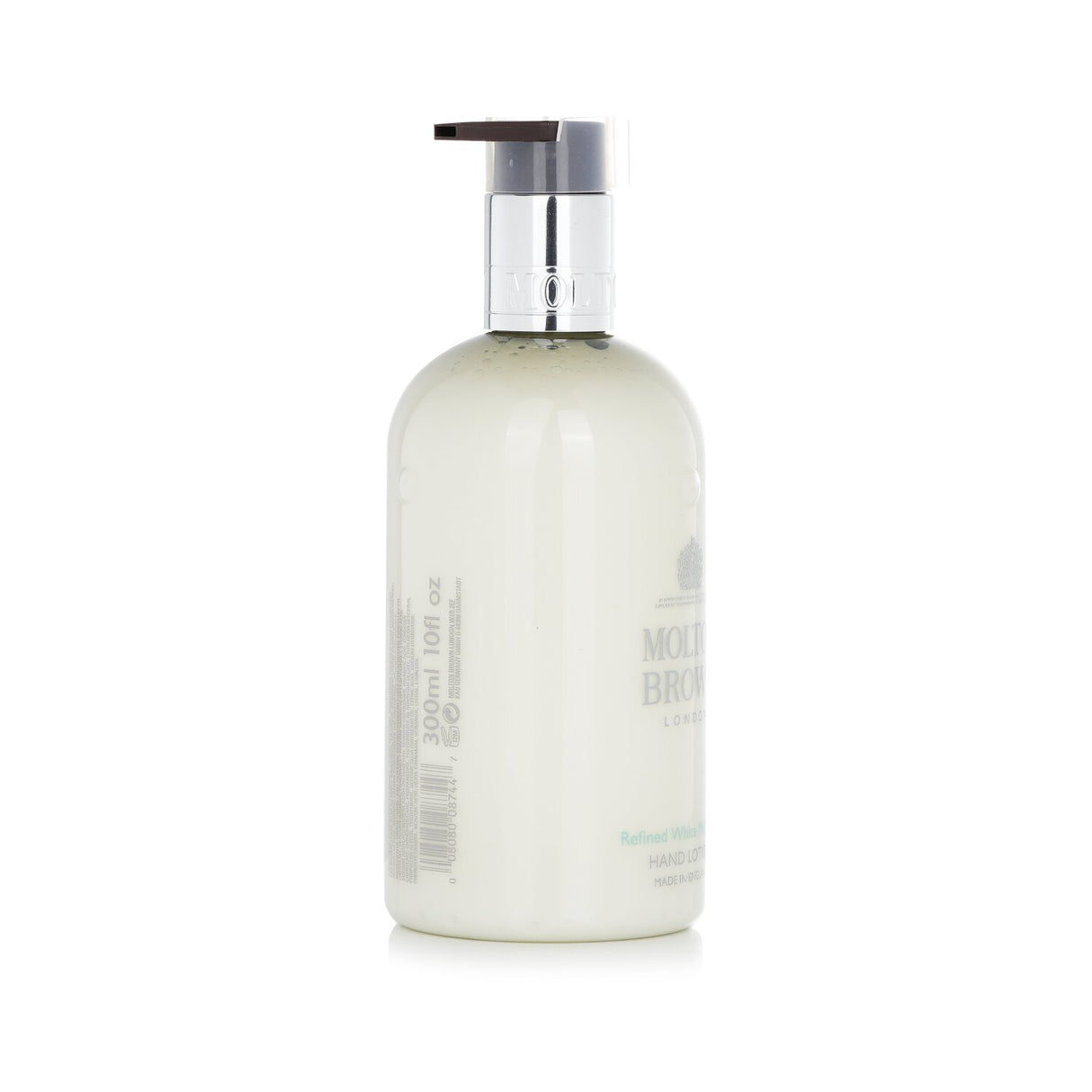Luxurious Molton Brown hand lotion featuring clary sage, basil, and bergamot for soft, hydrated hands in a 300ml bottle.