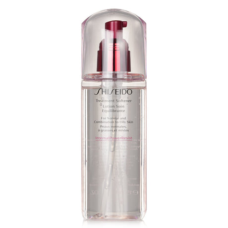 Shiseido Treatment Softener 150ml, a moisturizing formula with Hamamelis extract for radiant, hydrated skin, suitable for all skin types.