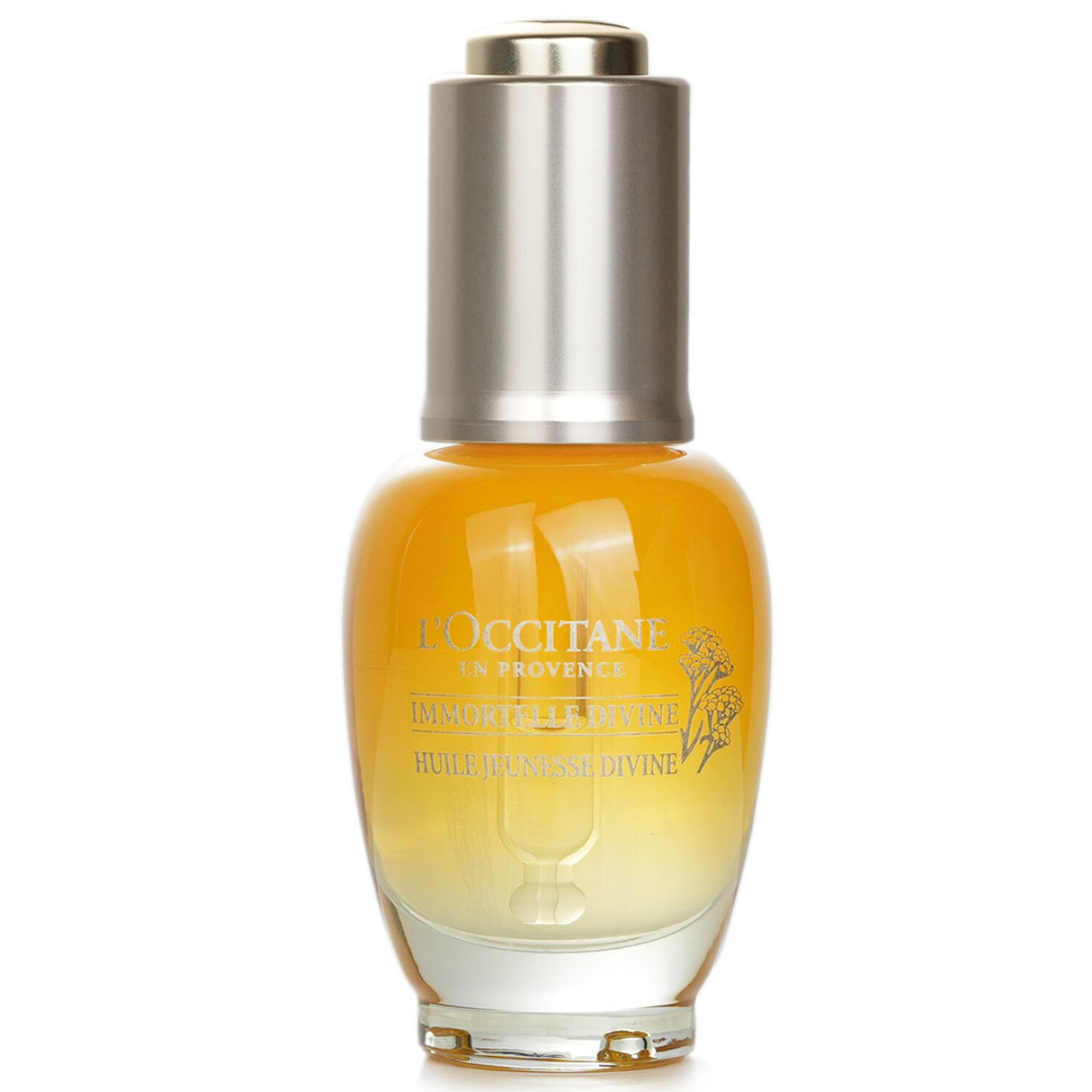 L'Occitane Immortelle Divine Youth Oil in a 30ml bottle, a luxurious anti-aging treatment for firm, radiant skin.