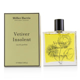 Miller Harris Vetiver Insolent Eau De Parfum Spray in a 100ml bottle, featuring a woody spicy scent blend for all genders.