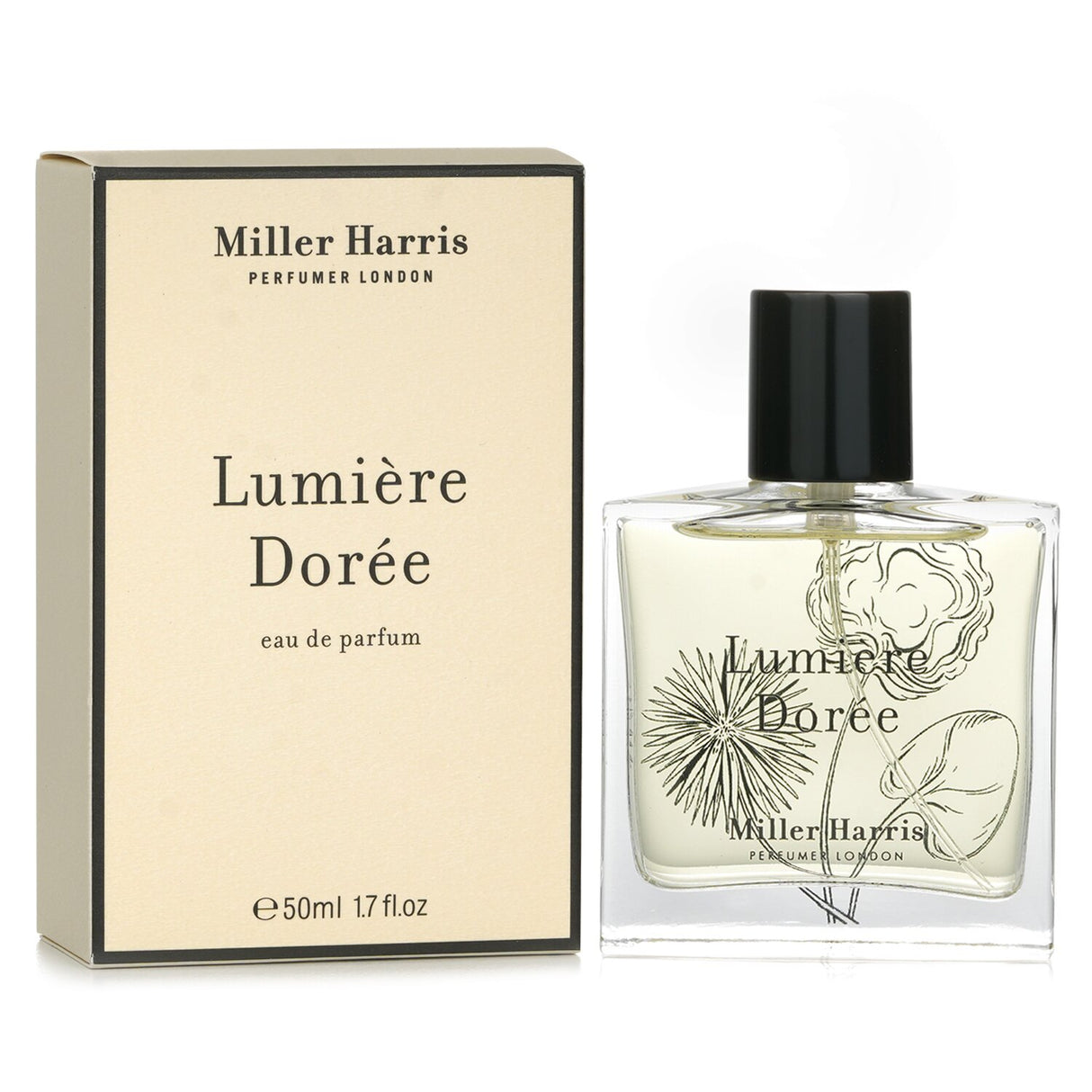 Miller Harris Lumiere Doree Eau De Parfum Spray, 50ml, a floral fragrance with citrus top notes and warm base notes for modern women.