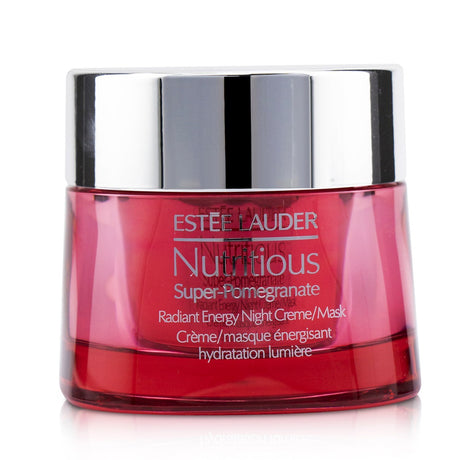 Estee Lauder Nutritious Super-Pomegranate Night Creme/Mask enhances skin's radiance with pomegranate extract and berry ferment.