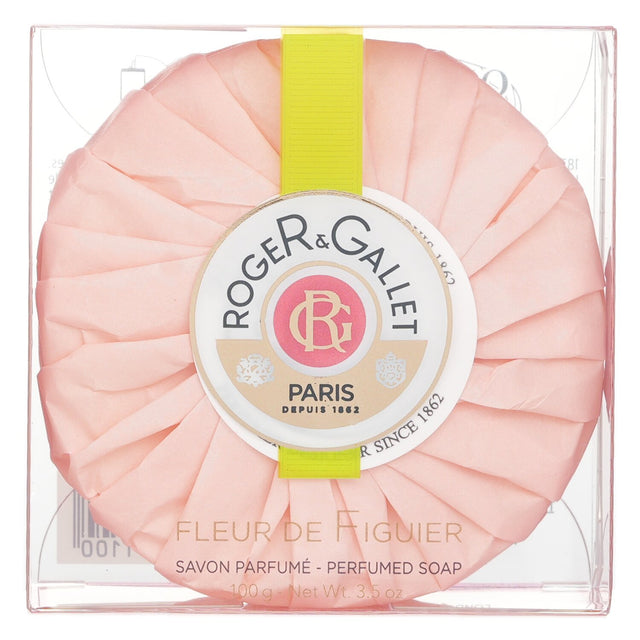 Luxurious Roger & Gallet Fleur De Figuier soap, 100g, infused with fig fragrance for gentle cleansing and hydration.