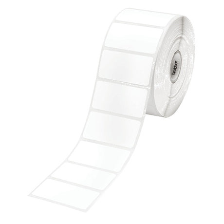 Brother TD455X25 thermal label rolls, 55mm x 25mm, ideal for shipping and crafting with smudge-proof adhesive.